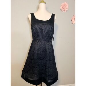 Calvin Klein Black Lace Sequin Cocktail Dress Fit Flare Party Occasion Size X